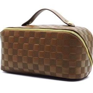 New Cosmetic Checkered Brown Bag